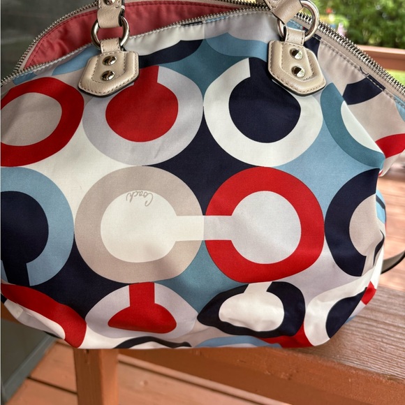 Coach Red, Blue, and White Patterned Shoulder Bag - Picture 4 of 4